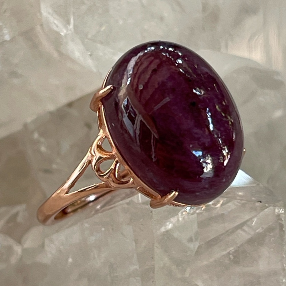 Raw Ruby Ring, S925 Rose Gold Adjustable Ring Uv … - image 8